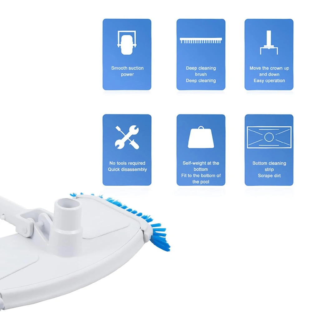 

Swimming Pool Curved Vacuum Cleaner Suction Head Save Labour Bath Spas Hotel Shower Cleaning Brush Swimming Pool Cleaning Tools