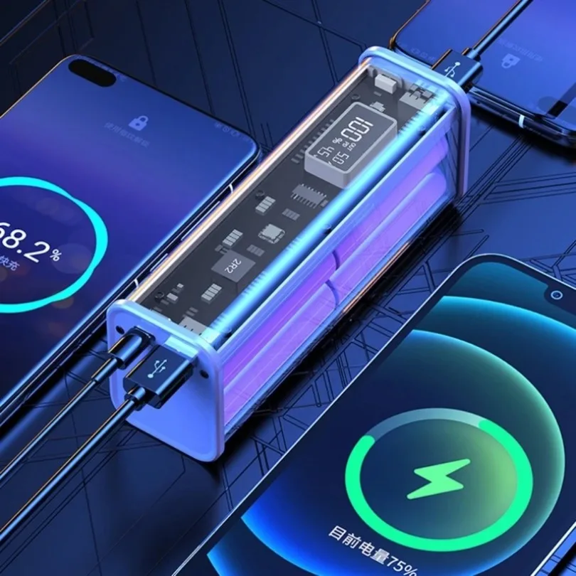 22,5W DIY Batterieladegerät-Gehäuse Transparentes PD-Schnellladegerät-Gehäuse zum Schweißen für 8 Stück 18650 Polymer 20000mAh Akku-Ladebox – Detail 10