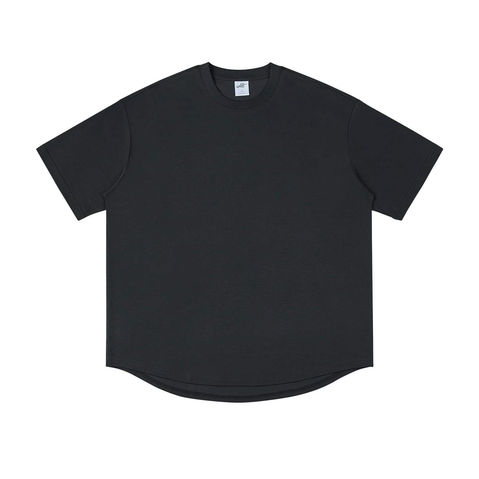 Cool Fiber 300G Curved Hem Profile Loose Shoulder Short T-shirt Street Tops Tees