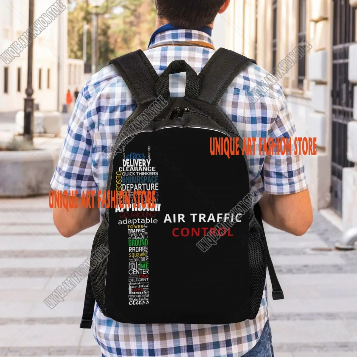 Personalized Air Traffic Controller Backpacks Women Men Basic Bookbag for School College Pilot Air Fighter Bags