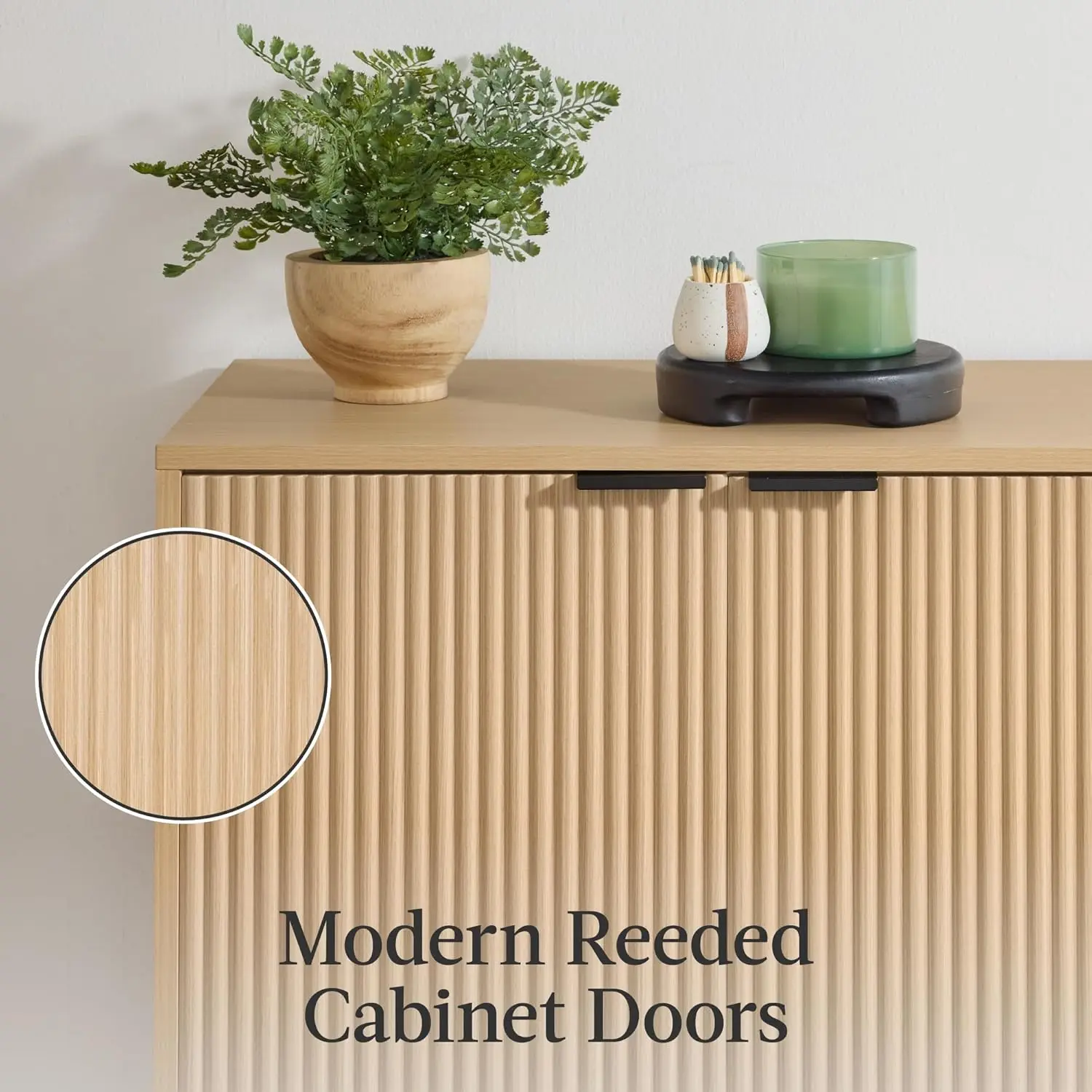 2-Door ern Storage Cabinet, Buet, Sideboard, Media Cabinet, Cupboard, Entryway Accent Table, Bookcase w/Reeded Panels and Adjust image 5
