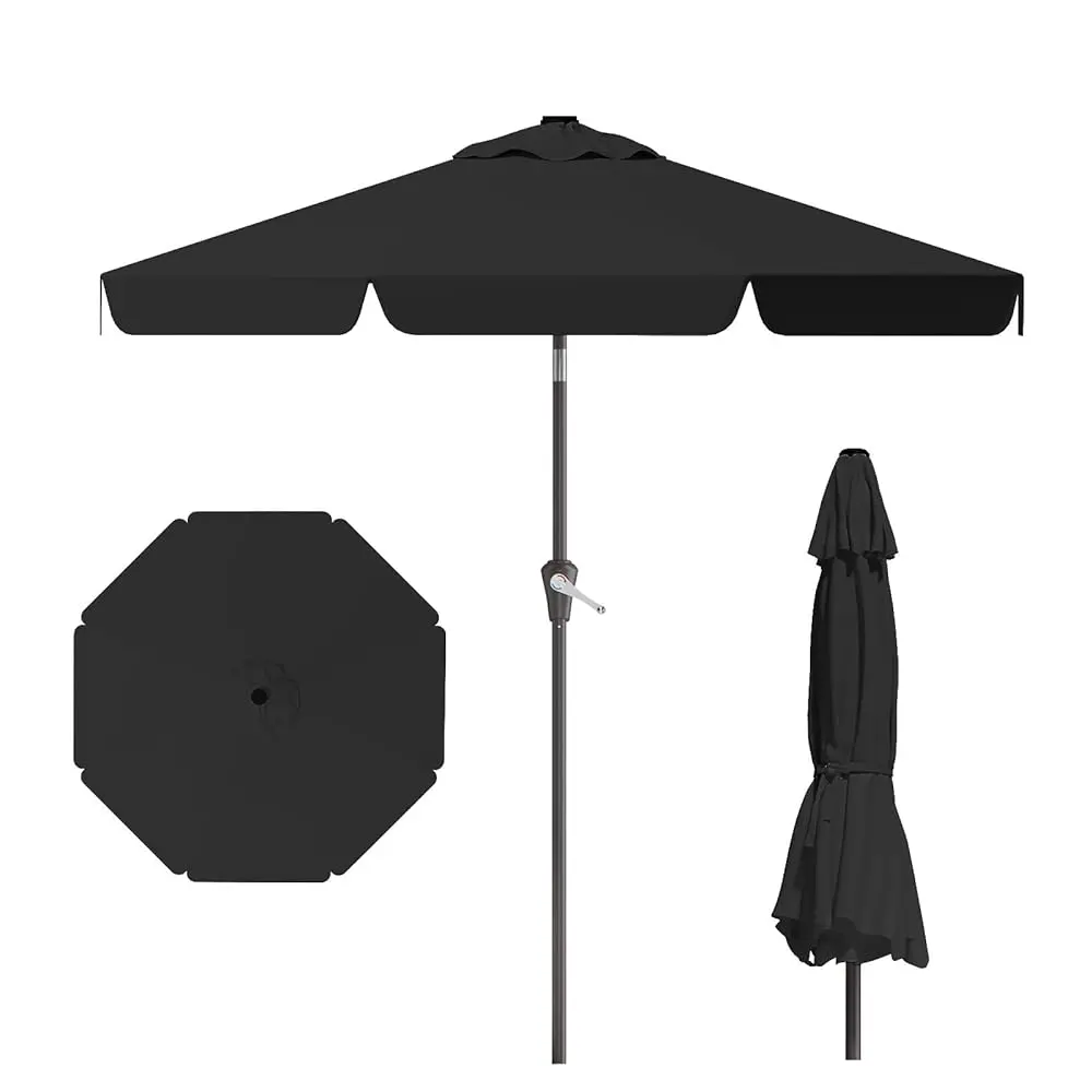 

10Ft Patio Umbrella Table Market Umbrella W/Tilt And Crank Outdoor Umbrellas For Garden, Deck, Backyard, Pool And Beach, Black