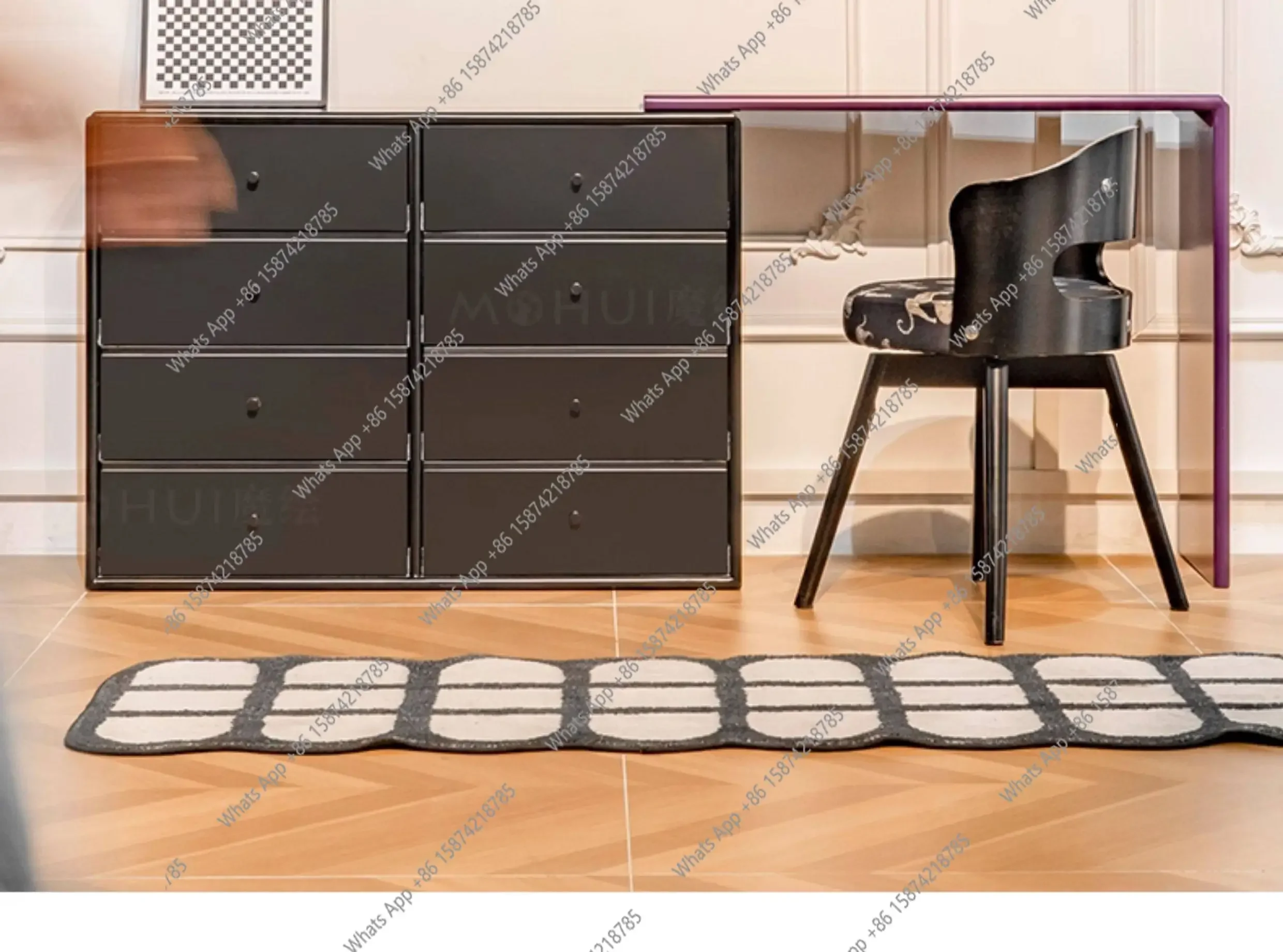 ART Bedroom dresser eight-bucket cabinet integrated bedside telescopic cabinet L-shaped corner dressing table