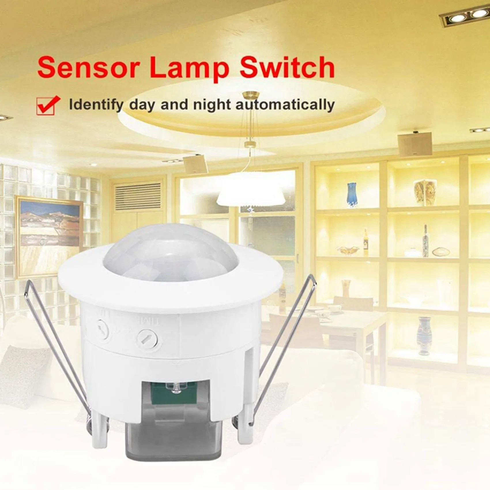 ABJI-2X 110V-220V 360° Infrared Recessed PIR Ceiling Motion Sensor Detector Light Switch, Motion Light Sensor