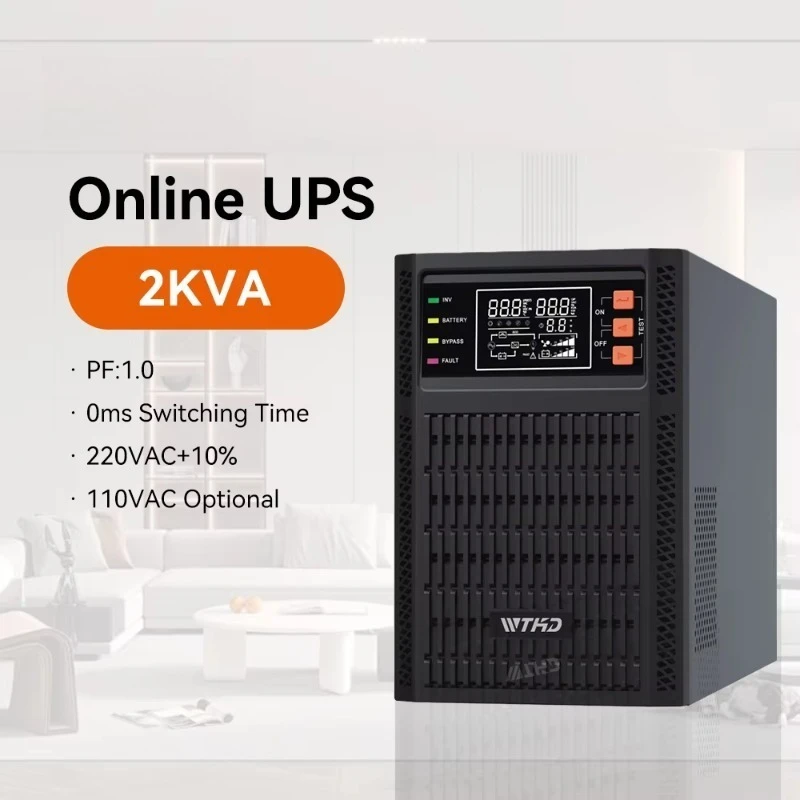 UPS Inteligente Monofásico en Línea de Doble Conversión 2KVA 110V 220V 2000W 2000VA 2 KVA, Sistema de Alimentación Ininterrumpida (UPS) para Computadora
