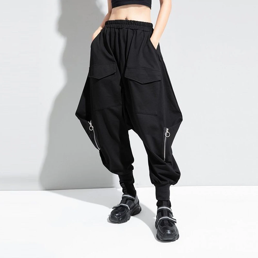 

Y2k Zipper Design Harem Pants Genderless Streetwear Dark Fashion All-Match Crotch Casual Loose Leggings Pants Unisex 2025 New