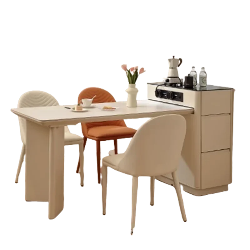 Long Waterproof Kitchen Table Kitchen Drawer Socket Center Set Dining Table Chairs Island Modern Furniture