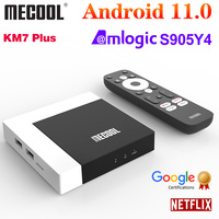 Mecool KM7 Plus Netflix TV Box Android 11 Amlogic S905Y4 2GB 16GB Google Certified Voice  AV1 1080P H.265 4K 60pfs 2.4G&5G Wifi