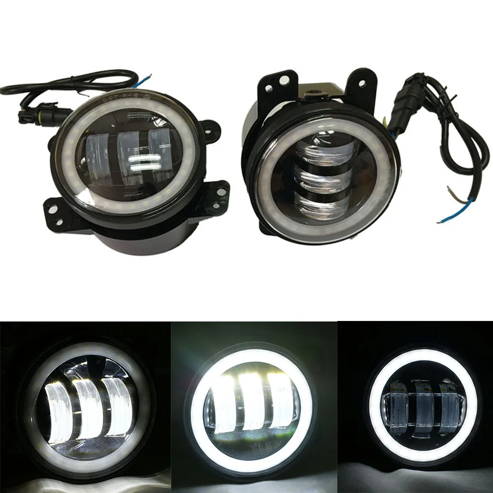 

4 inch Halo LED Fog Lights with DRL for Jeep Wrangler JK 2007-2017 LANTSUN J023R