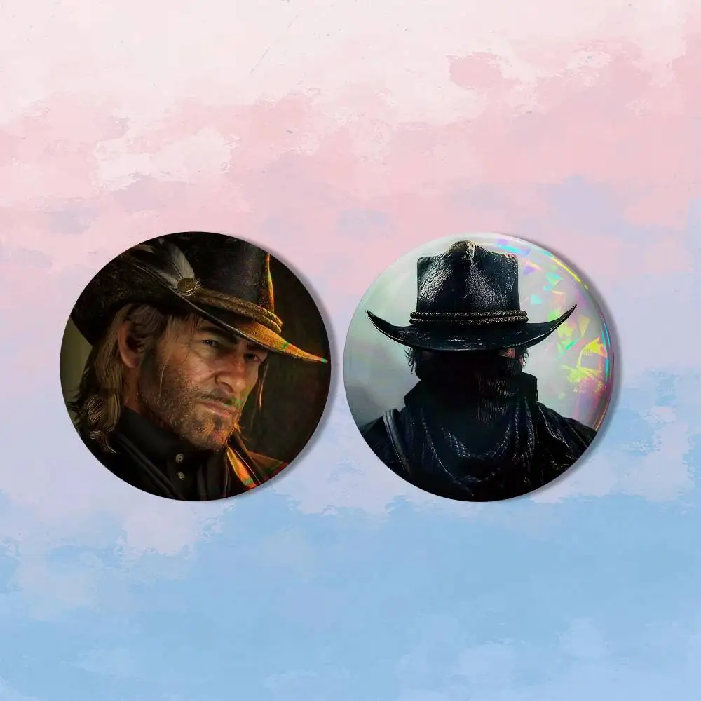 RDR2 A-Arthur Morgan HD Print Round Lapel Pins Pretty Derby 2 piece set Round Display Brooches Brooch Badges