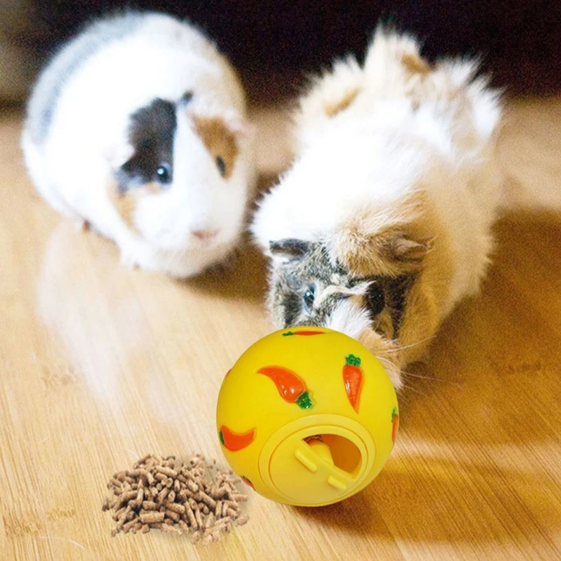 1pc Random Color Interesting Puzzle Toy Carrot Printed Ball Pet Feed Dispenser Toy Slow Feed for Small Pet Cat Rabbits Hamsters