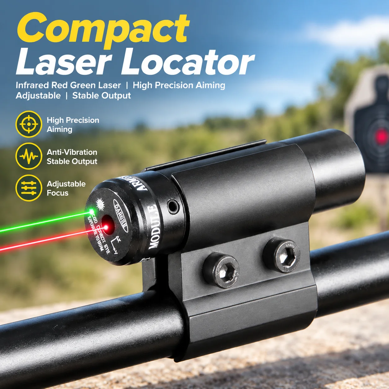 Compact Anti-Vibration Infrared Red Green Laser Locator Adjustable High Precision Aiming Calibrator Stable Output