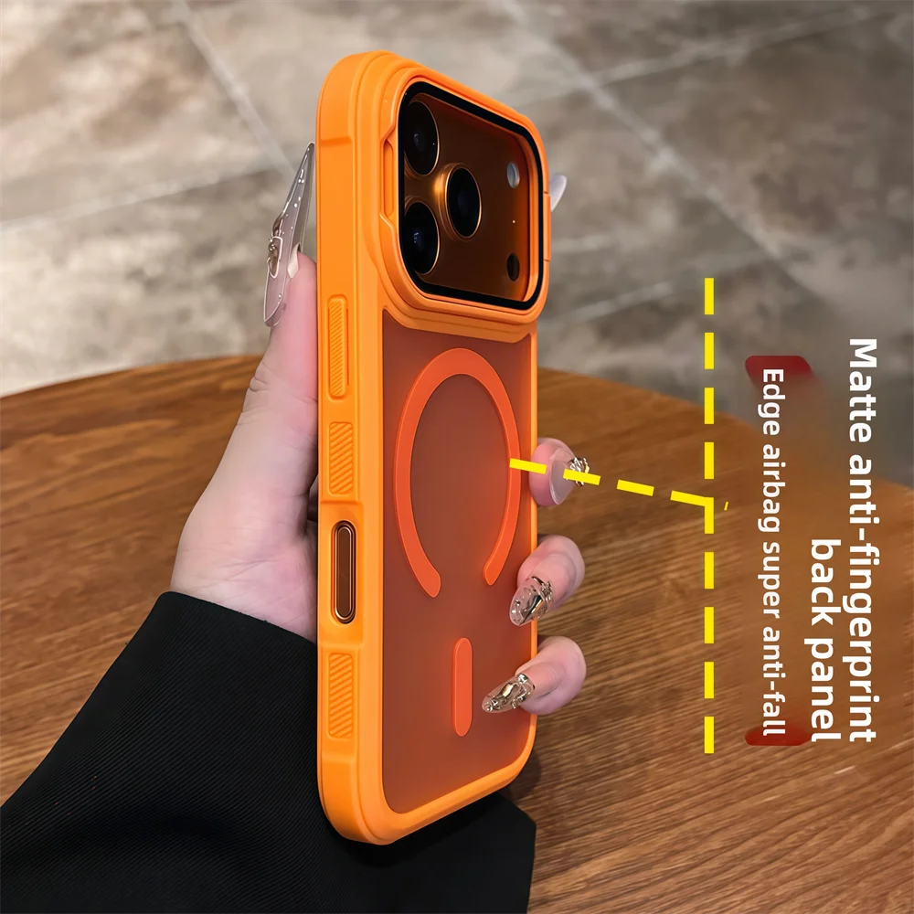 Vollständig ausklappbarer Linsen-Ständer für Magsafe Armor Magnetische Handyhülle für iPhone 18 17 16 15 14 13 12 Pro Max, kabellose Ladefunktion, matte Abdeckung – Detail 11
