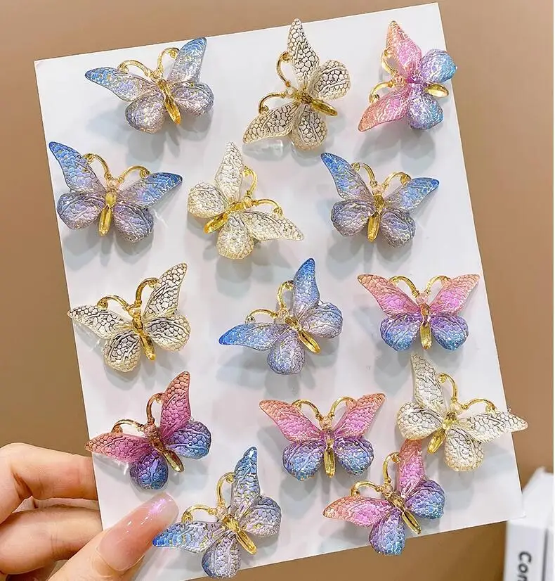 5Pcs Butterfly Hair Clip Gradient Hairpin For Baby Girl Barrettes Kids Hairgrip Headwear Hair Accessories