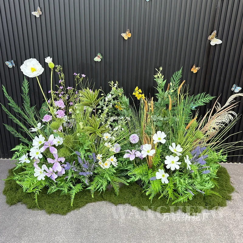 Wizard of Oz simulated flower wedding new wedding background decoration arrangement flower row guide flower stage window