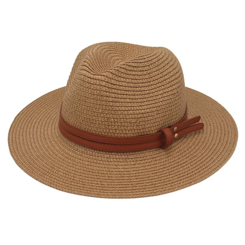 

New Holiday Straw Fedora Hat Spring Summer Beach Panama Hat Women Summer Seaside Sun Hats Male Travel Boater Caps Wholesale