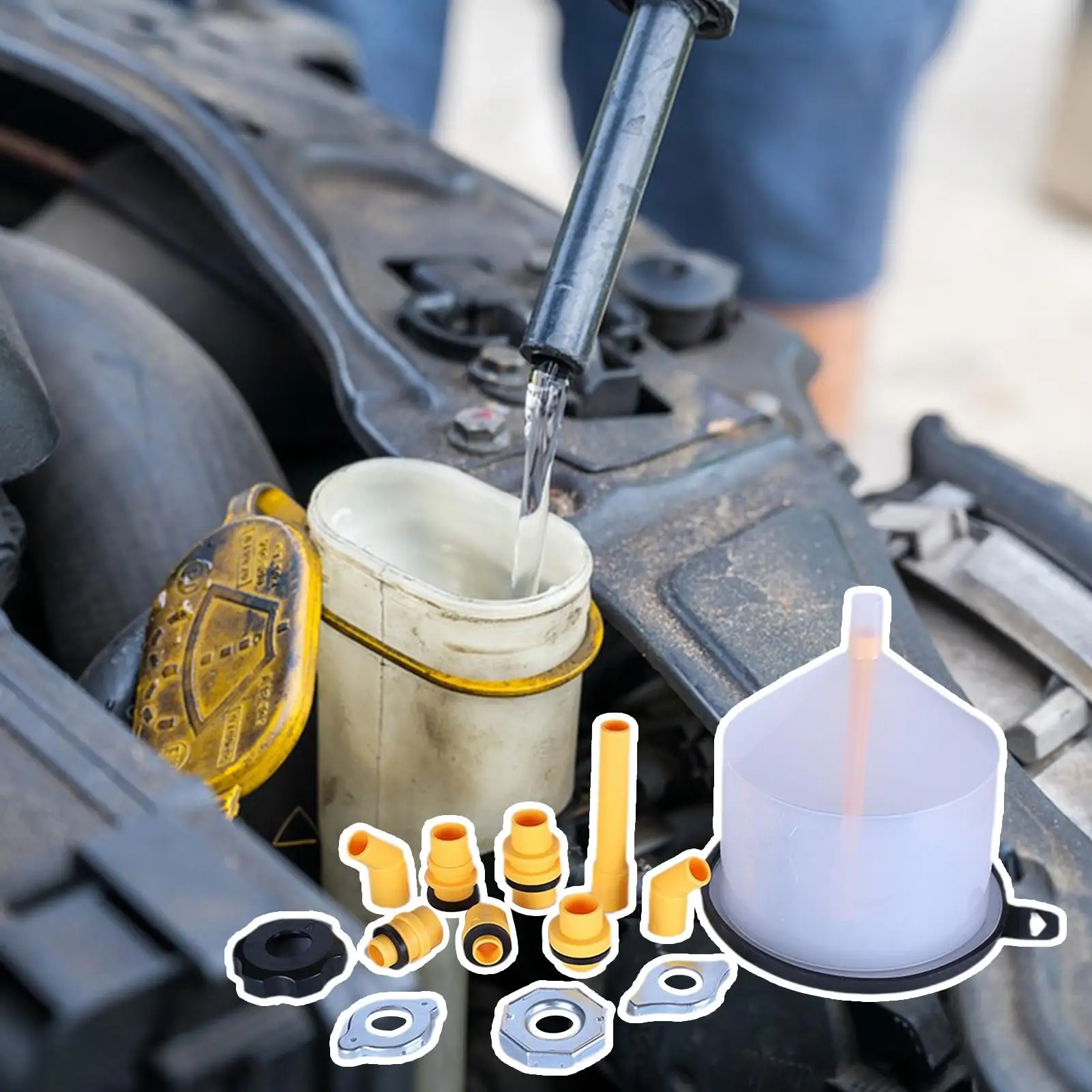 

Комплект для промывки охлаждающей жидкости, защита от разливов, 15 шт., воронка радиатора, принадлежности системы охлаждения для бака на колесах, тормозная жидкость для путешествий