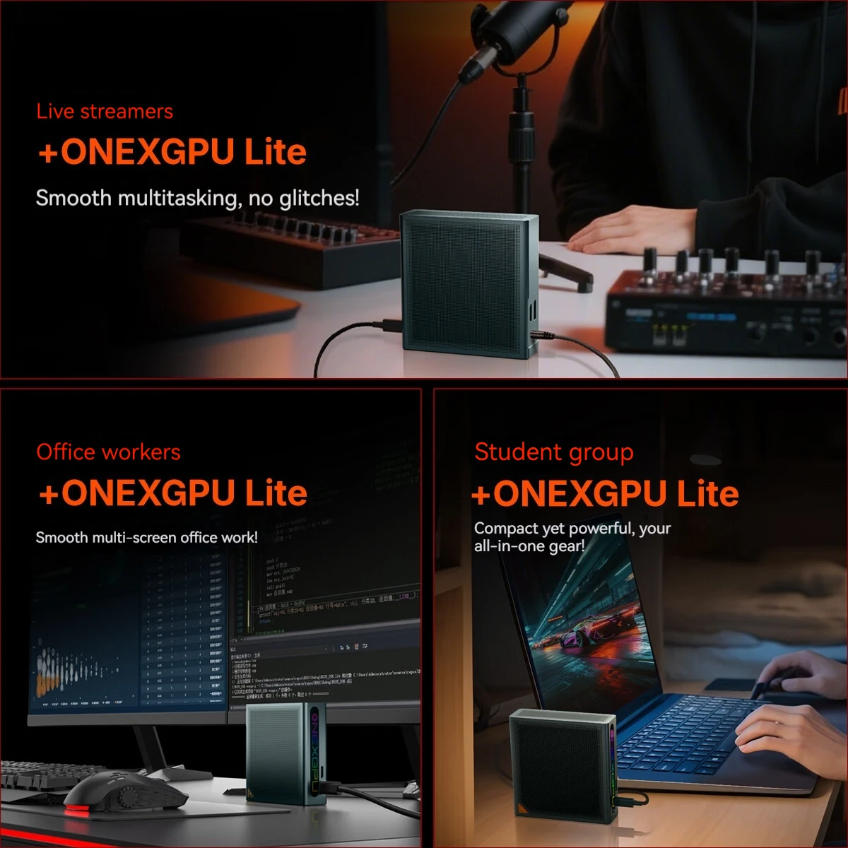 OneXPlayer ONEXGPU Lite EGPU قاعدة الرسومات المحمولة محطات إرساء الرسومات المحمولة OCulink USB5.0 بطاقة الرسومات المستقلة