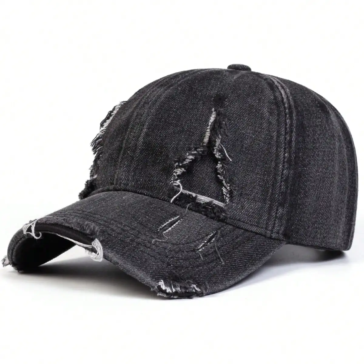 1Piece Men Vintage Edge Holes Denim Baseball Cap Outdoor Adjustable Sunscreen Leisure Hat Spring Autumn Travel Tourism Beach Vacation