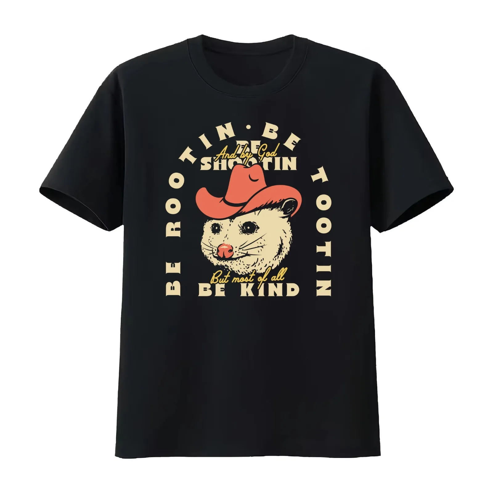 Rootin Tootin Shootin Possum Cowboy Advice Dark BG Red Space Cowgirl Country Style Possum Pet Mat Bandana Opossum T-Shirt
