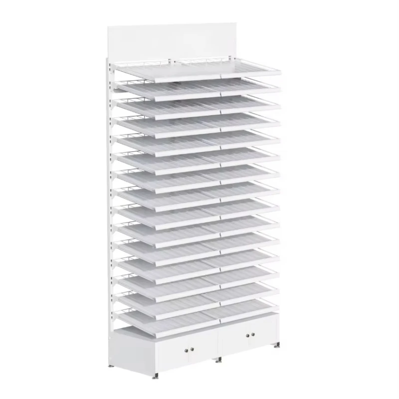 Customized metal powder coated nail polish display stand, large capacity cosmetic stand,single-sided storage,stable and non-slip