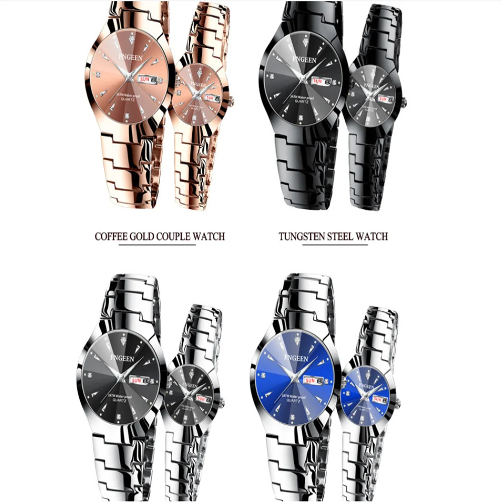 BINBOND 5808 Korean Version Simple And Fashionable Tungsten Steel Color Watch Waterproof Ultra-Thin Quartz Couple Watch