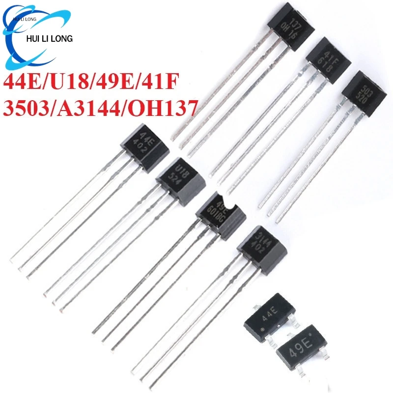 10Pcs Hall Effect Sensor Switch A3144 44E U18 49E 41F 3503 OH137 Hall Element Brushless Electric Motor OH3144 High Sensitivity