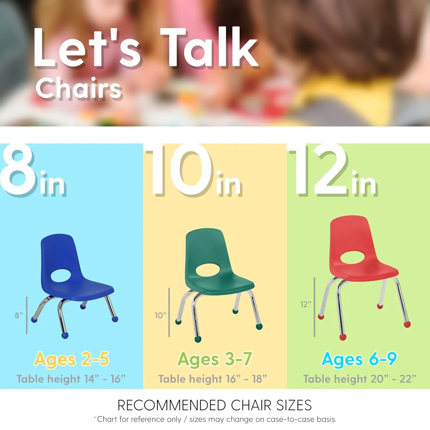 10359-BL كرسي مكدس مدرسي مقاس 12 بوصة، مقعد طالب مكدس بأرجل فولاذية مطلية بالكروم وتنزلق كروي لـ in-Ho