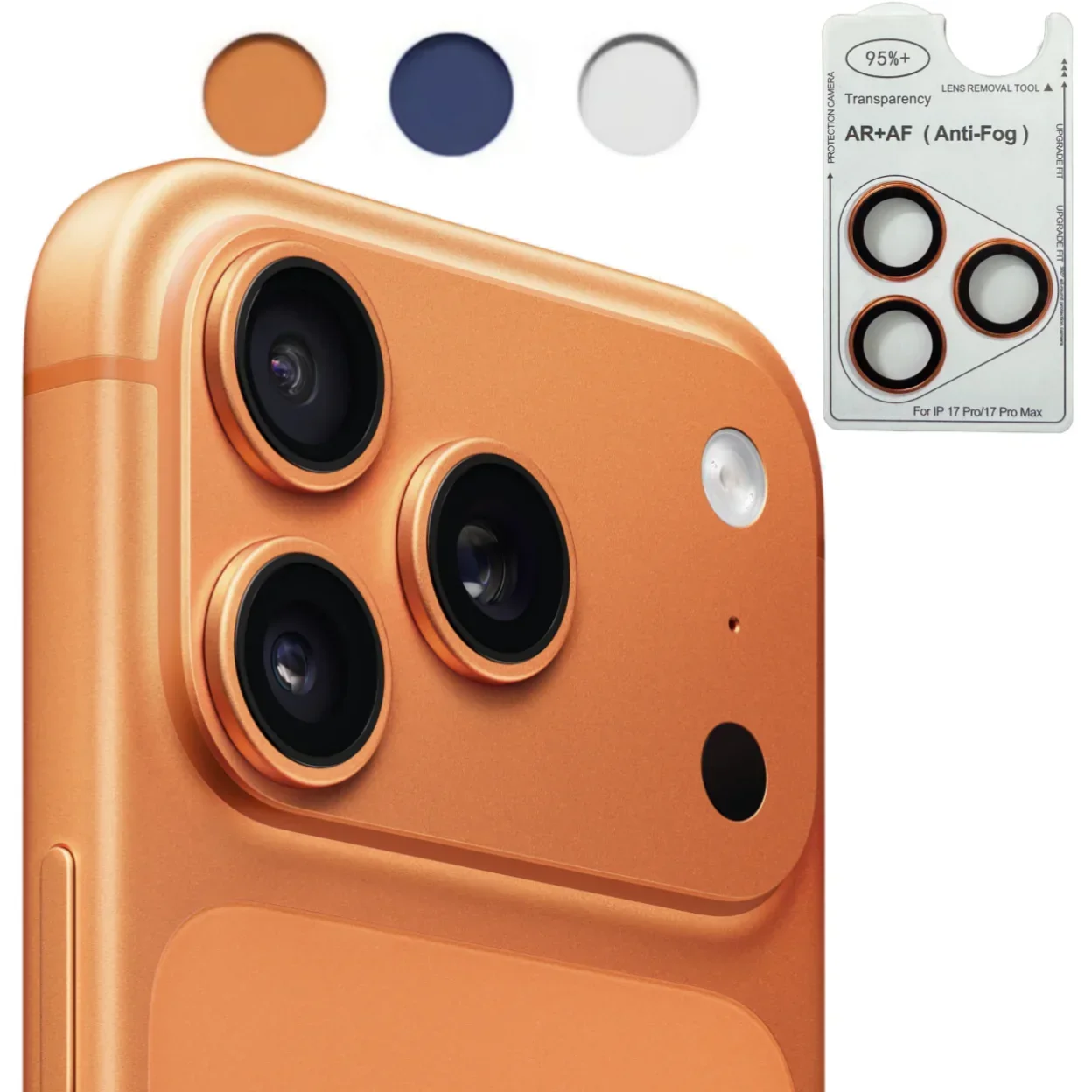 2-3Pcs For Apple 17 16 15 Pro Max AR Anti-Fog Original Color Rear Camera Tempered Glass Protective Film Silvery Orange Grey Blue