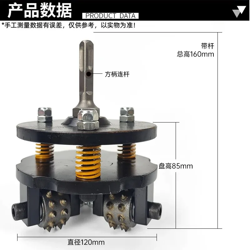 Three-Head Alloy Grinding Disc Concrete Wall Roller Plate Chiseling Hammer Head