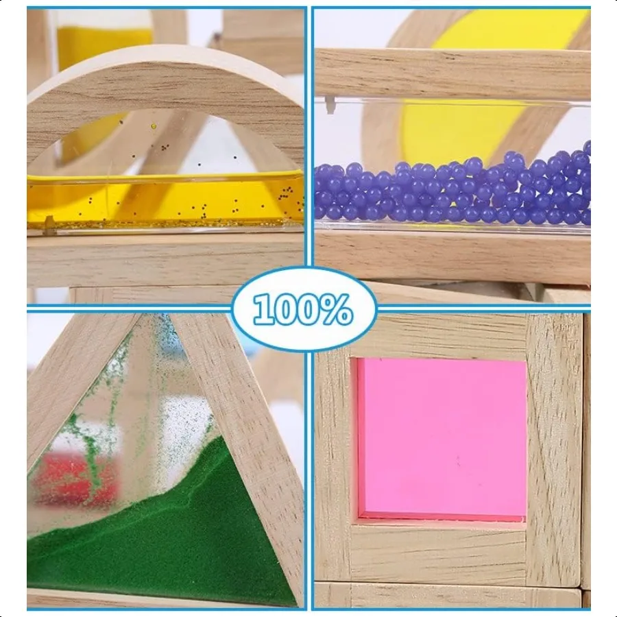 Bloques de construcción de madera grandes para niños pequeños, 16 Uds., bloques de arcoíris, juego de juguetes de construcción apilables sensoriales geométricos coloridos P