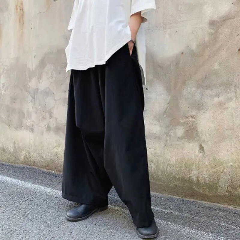 

Брюки и брюки, свободные весенние мужские осенние брюки-кюлоты с шароварами для отдыха, брюки-шаровары большого размера, черные