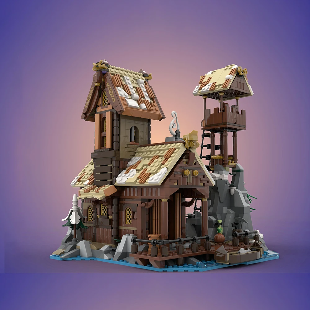 1837PCS MOC Medieval Street Scene Viking Port House DIY Creative Retro Building Children's Toy Birthday Gift Building Blocks