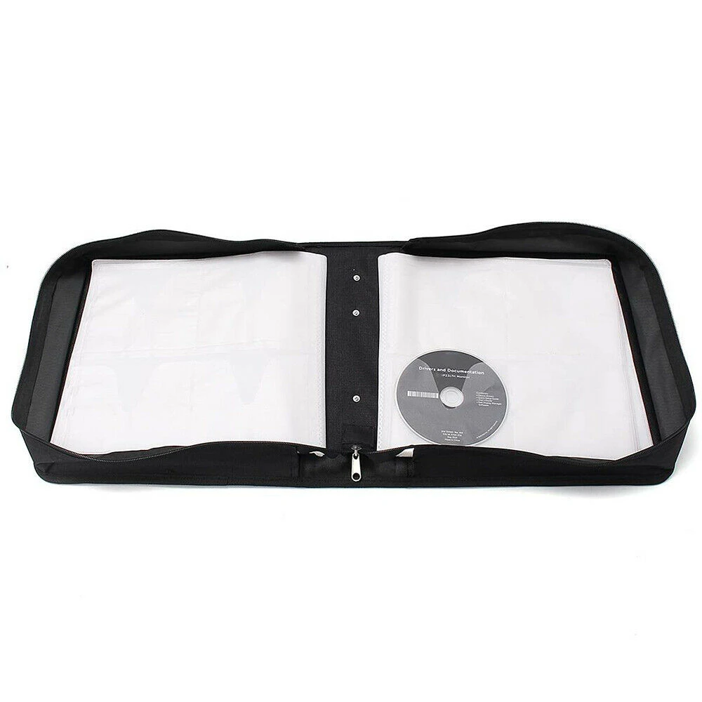 DVD Organizer Portable 400PCS Disc CD Storage Bag PU Leather Wallet Holder Case Box Black