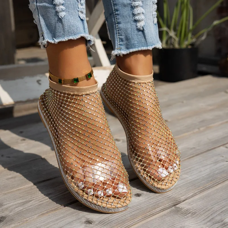 Summer New Style Fashion Round Toe Designer Flat Non-slip Loafers Outdoor Walking Comfortable Hollow Wear-resistant Flat Shoes