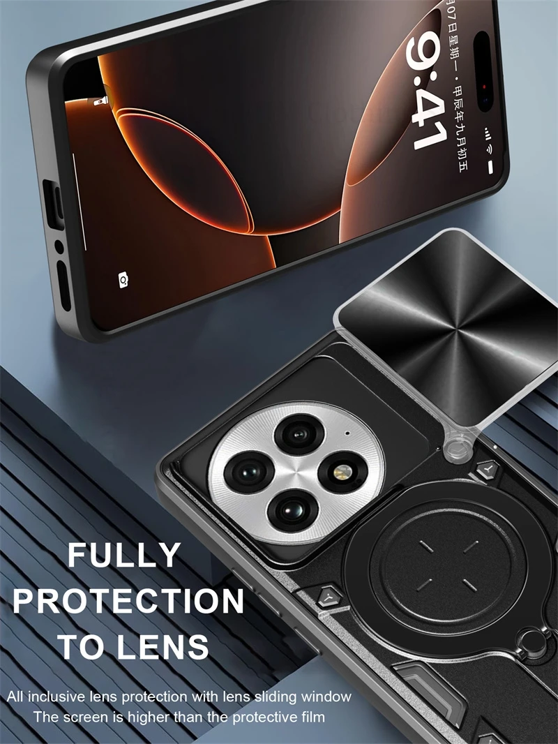 حافظة شديدة التحمل من الدرجة العسكرية لهاتف OnePlus 13R 13 12R 10T Ace 5 Ultra Ace5 Pro غطاء حلقة حامل مغناطيسي