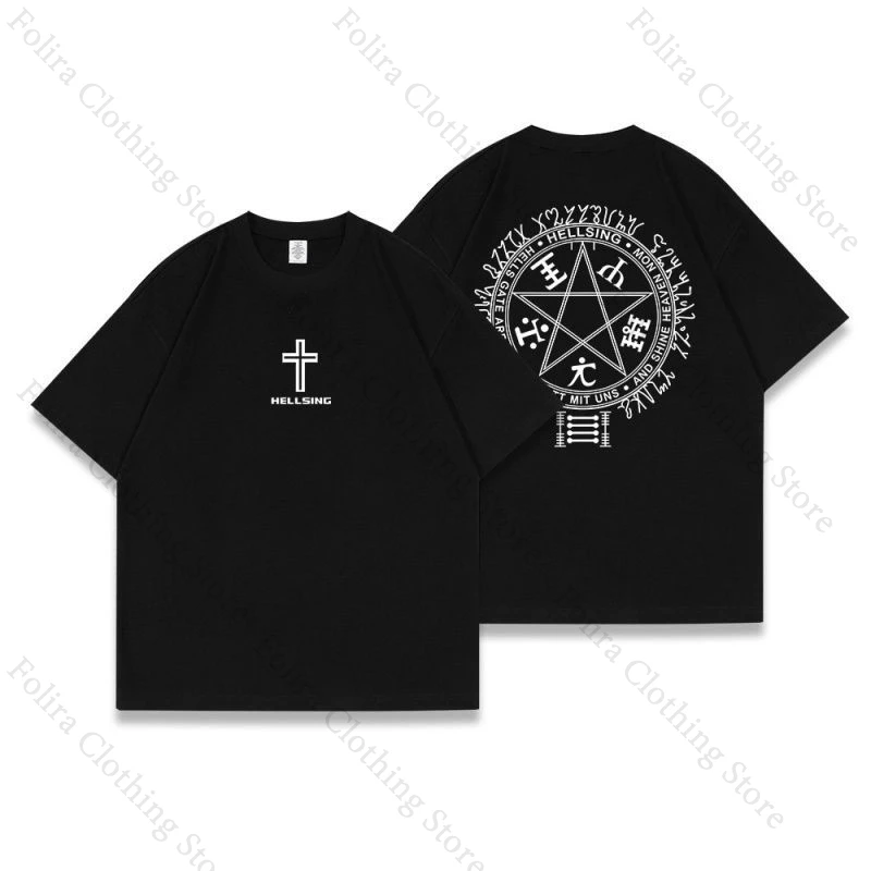 Anime Hellsing Series Print T-shirt Cotton Summer Tee Short Sleeve Tops Men's T-shirt Daily Summer Clothes T Shirt for Men Women view 2