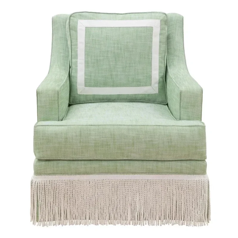 

French retro fringed white single sofa, cream style design simple homestay small apartment sofa