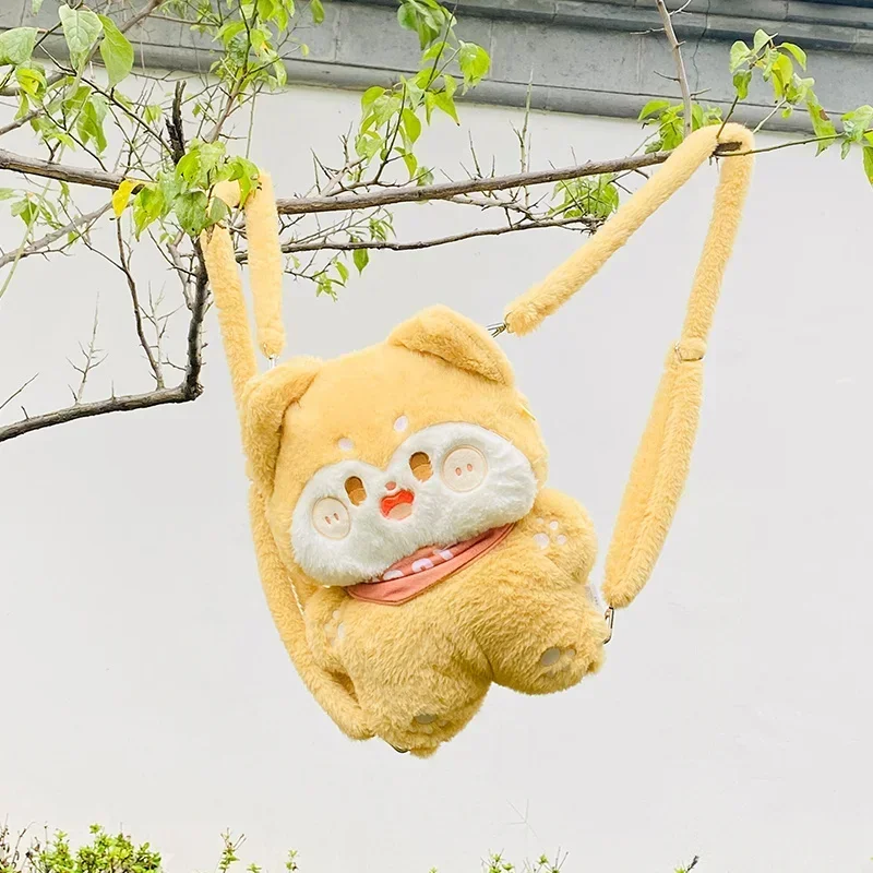 Sac à dos pour chien de dessin animé 38cm, chiot en peluche Shiba Inu Husky, sac pour chien tacheté, cadeau d'anniversaire pour enfants en bas âge