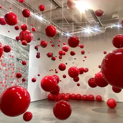 Metal Red Balls 304 Stainless Steel Round Hollow Decorative Ball Wedding Decoration Planets Sphere Stand