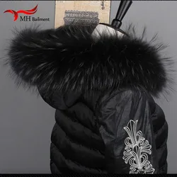 Women Fox Fur Collar Scarf Big Fur Collar Custom Made Hoodie Fur Trim Genuine Raccoon Fur Hood Trim Scarf Black Color