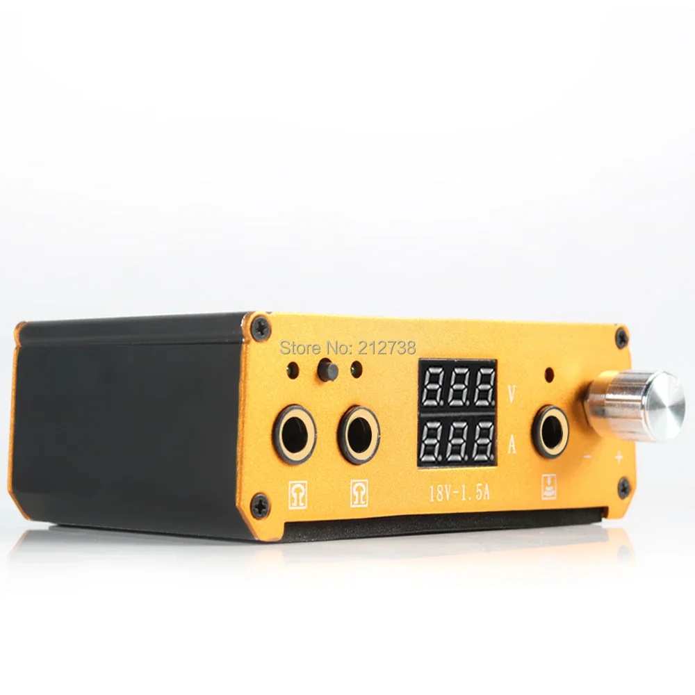 JSCOLOUR Профессиональный двойной мини-блок питания TPower для тату-машин золотого/черного цвета с блочным питанием идеально ...