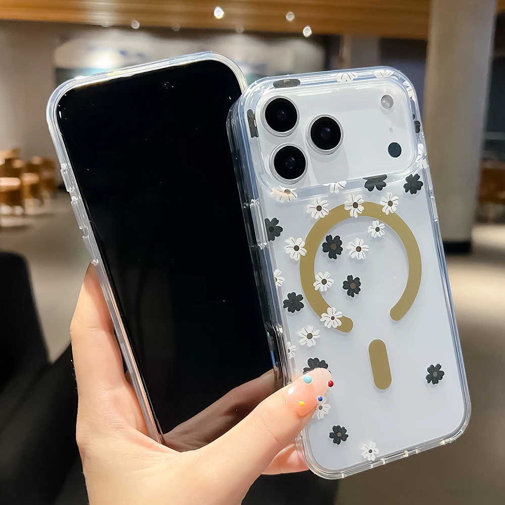 Luxuriöse Blumen-Magsafe-Handyhülle für iPhone 18 17 16 15 14 13 Pro Max 16E Magnetische Kabellose Ladefunktion Stoßfeste Hartschale – Detail 11
