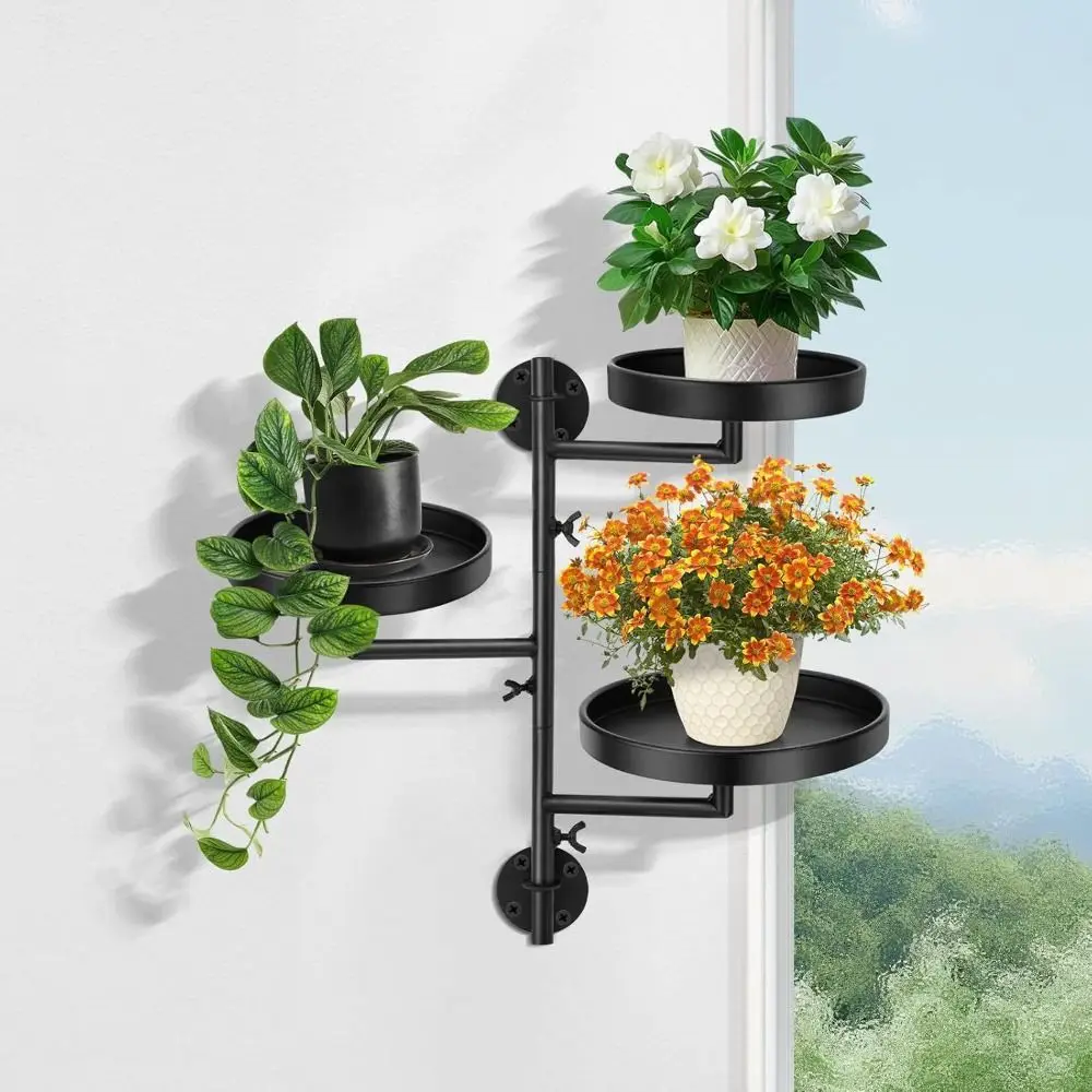 

Wallpaper Green Plant Potted Rotating window plant stand Waterproof Simple Metal plant frame Creative Indoor plant shelf Wall