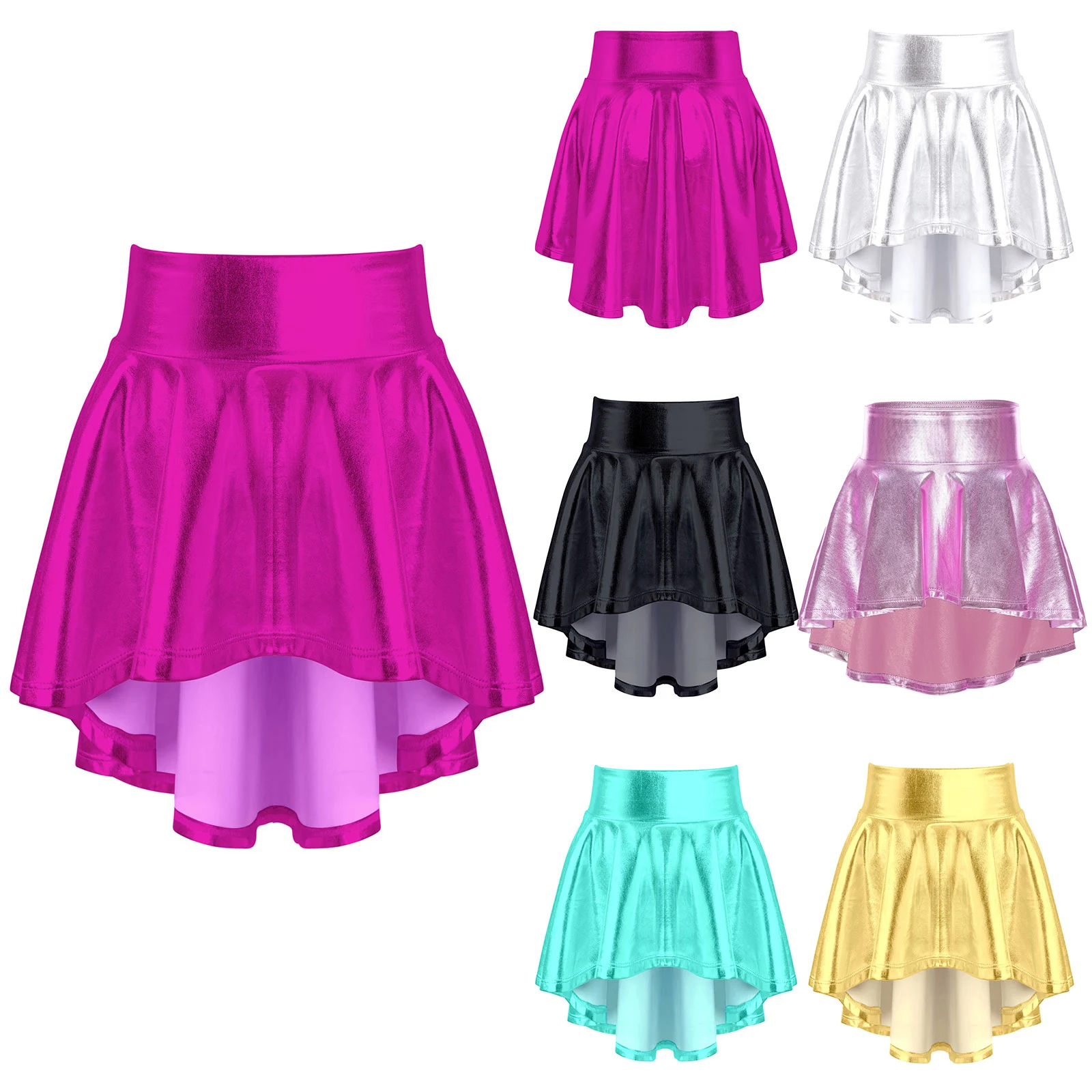 Bambini ragazze Tuxedo Ruffle Dance gonne orlo irregolare gonna da ballo elastico in vita panno abbronzante tinta unita abbigliamento elegante