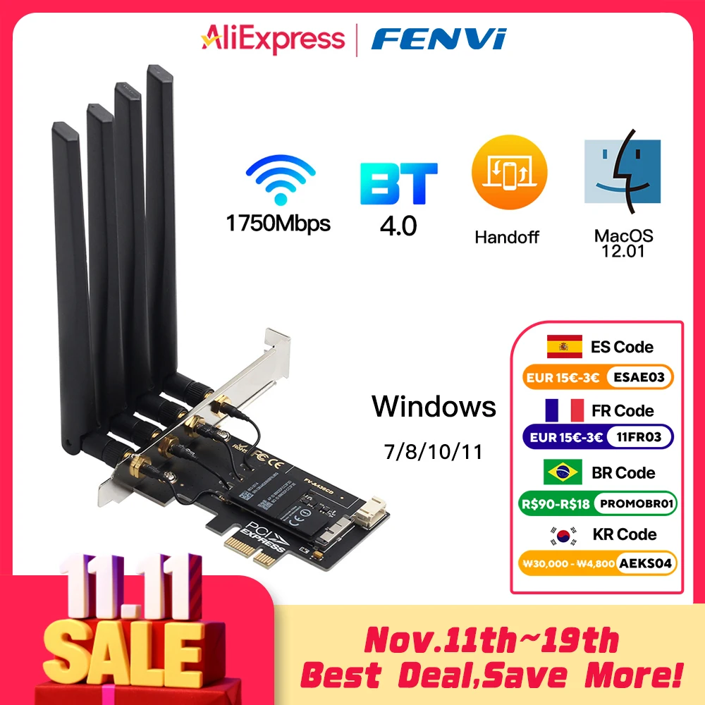 

Двухдиапазонный BCM94360CD 1750 мбит/с 802.11ac WiFi Bluetooth 4,0 и AC1200 BCM94360CS2 PCIE беспроводной адаптер MacOS Hackintosh настольный пк