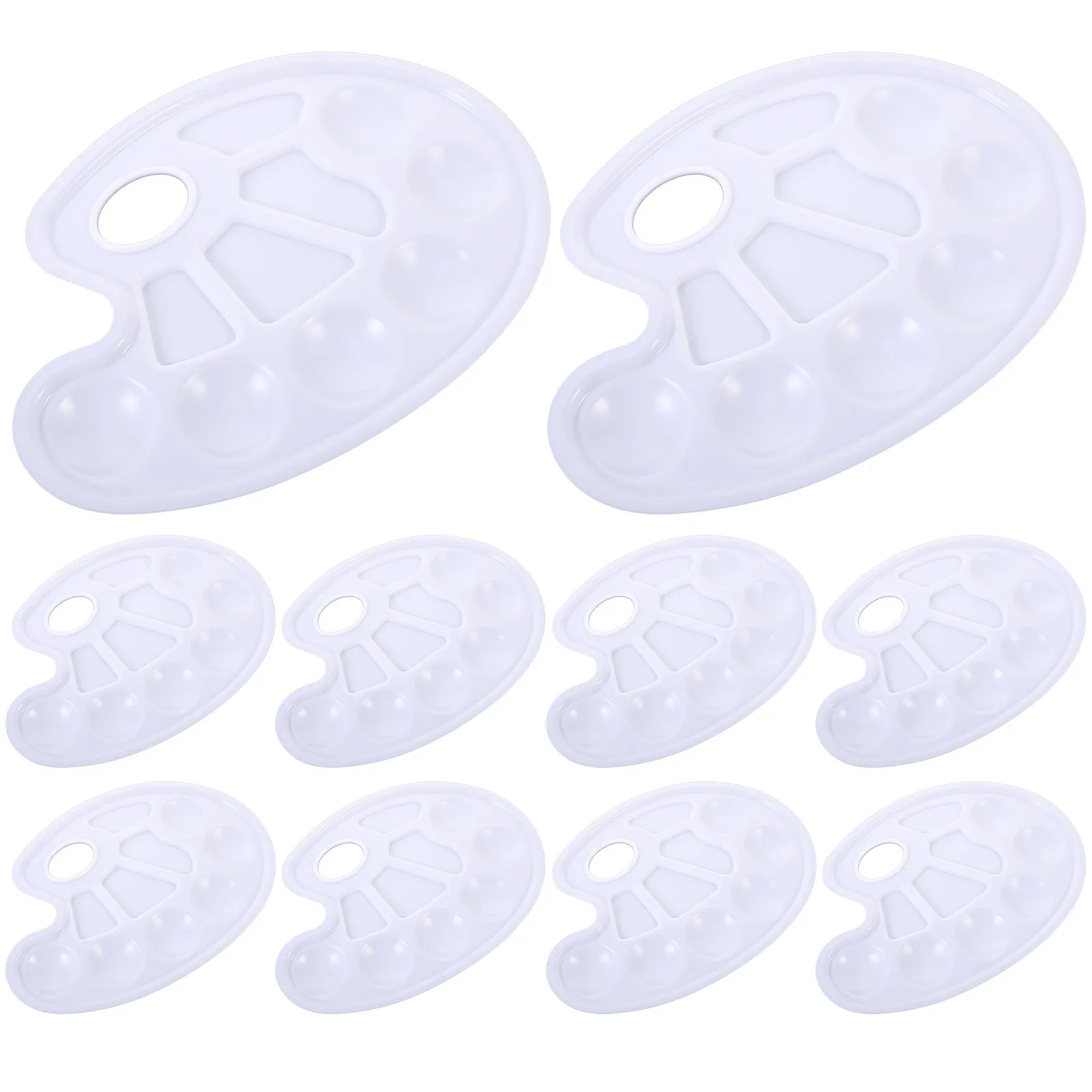 10Pcs Paint Tray Palette Plastic Pigment Mixing Plate Lightweight Artist Paint Holder for Acrylic Oil Painting Craft