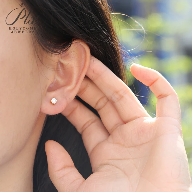 Laborgezüchtete Diamant-Ohrstecker 3mm Runde Form 925 Sterling Silber Vierkant-Fassung Edles Geschenk Großhandel Holycome Schmuck – Detail 30