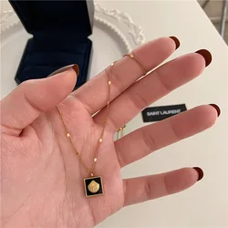 Ramos Stainless Steel Shell Necklace for Women High Quality Metal 18 K Square Collar Necklace Jewelry Bijoux Femme Gift New