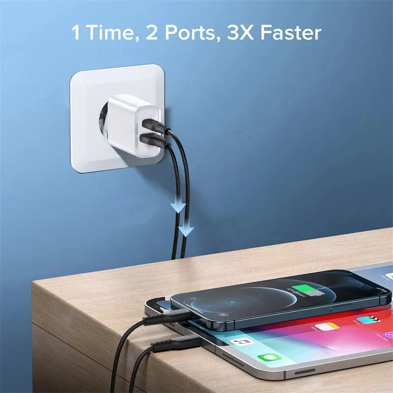 For Apple 2 IN 1 50W PD USB Super Fast Charging For iPhone 15 14 13 12 11 Pro Max XR XS X 8 Plus Samsung USB Type C Charge Cable